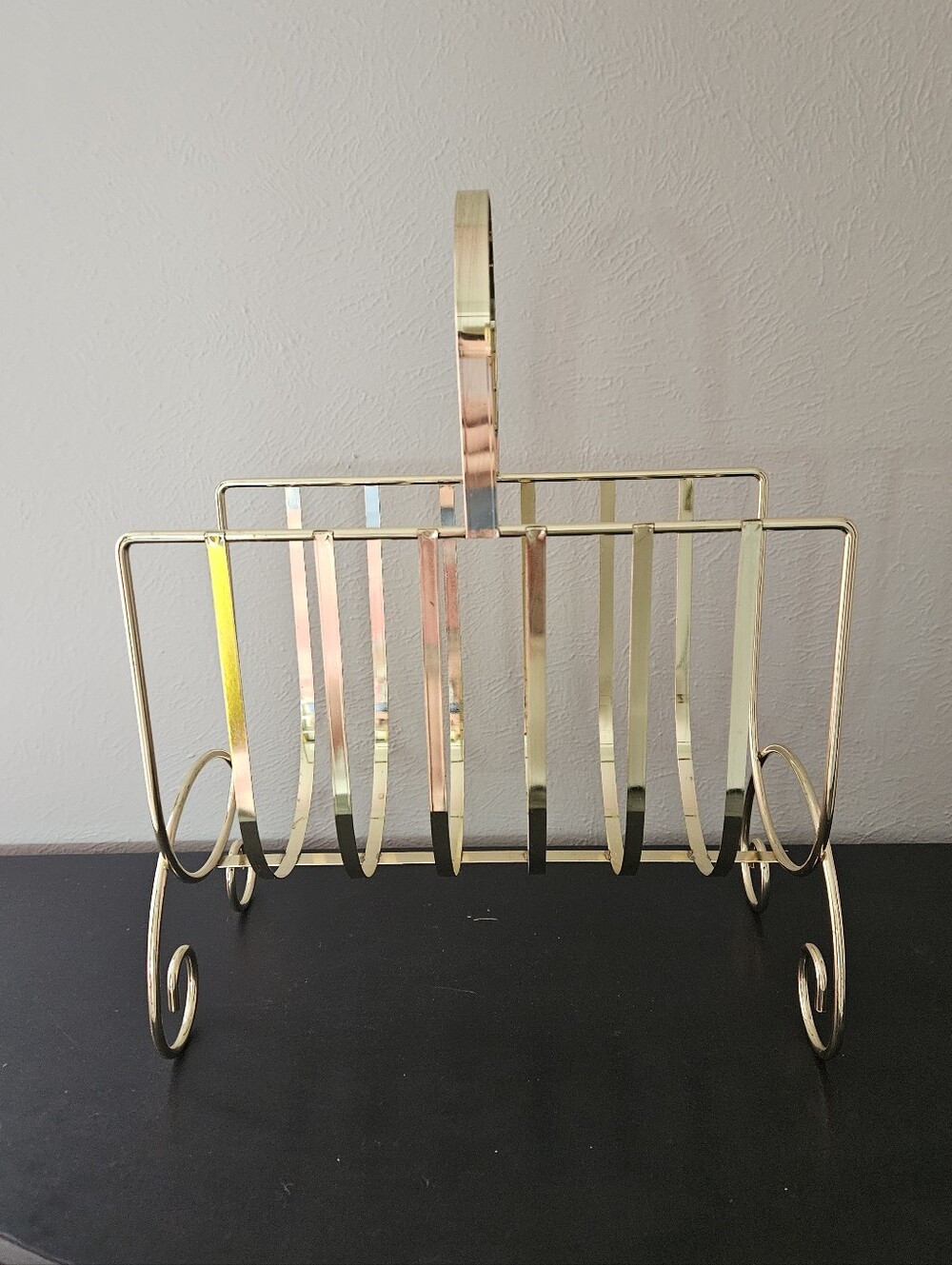 Vintage French Brass Magazine/Record Rack Holder